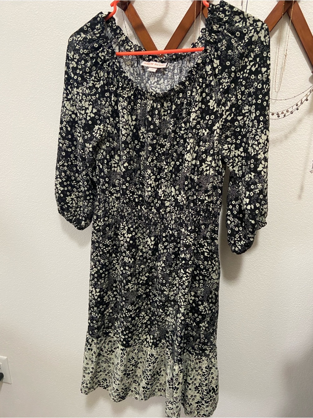Knox Rose Black & White Floral Smocked Waist Dress